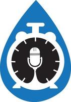 modèle de conception de logo vectoriel de temps de podcast. icône de conception de logo vectoriel d'horloge micro.
