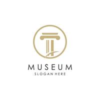 musée logo modèle avec minimaliste et moderne concept vecteur