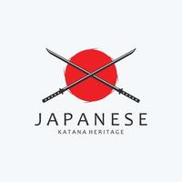 katana épée plat logo modèle vecteur illustration.