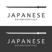 katana épée plat logo modèle vecteur illustration.