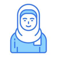 femme portant hijab montrant vecteur de musulman femme, prime icône