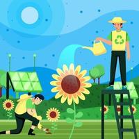 L'agriculture de tournesol augmente le concept d'écosystème vert vecteur