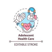 icône de concept de soins de santé pour adolescents vecteur