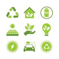 jeu d'icônes de technologie verte éco