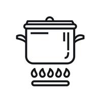 une casserole sur une gaz poêle. vecteur illustration. ligne style