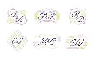 ensemble de logo monogramme de mariage vecteur