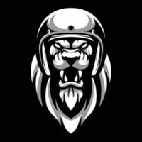 Lion balade noir et blanc mascotte conception vecteur