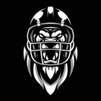 Lion le rugby noir et blanc mascotte conception vecteur