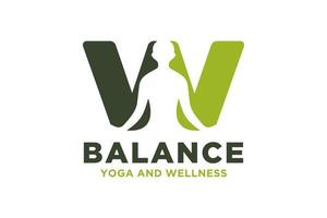 vecteur w initiale logo avec yoga conception concept.