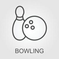 bowling Balle et épingle icône. bowling épingles avec Balle icône. bowling jeu. Facile icône jeu de quilles avec balle. logo modèle. bowling club, tournois. sport icône. vecteur