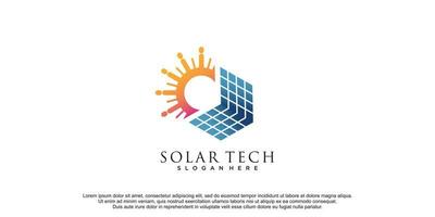 modèle de logo de technologie solaire avec vecteur premium de concept créatif