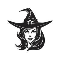 sorcière, logo concept noir et blanc couleur, main tiré illustration vecteur