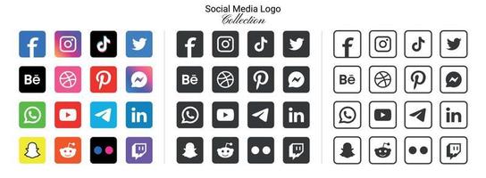 populaire social réseau logo Icônes Facebook instagram Youtube pinterest TIC Tac et etc logo Icônes, social médias icône ensemble vecteur