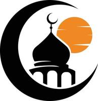 mosquée et lune logo vecteur