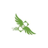 argent ailes logo icône vecteur illustration