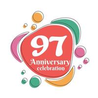 97ème anniversaire fête logo coloré conception avec bulles sur blanc Contexte abstrait vecteur illustration