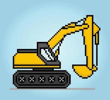 Excavatrice de pixels 8 bits. objet de voiture de construction pour les actifs de jeu en illustration vectorielle. vecteur