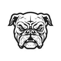 en colère bouledogue, logo concept noir et blanc couleur, main tiré illustration vecteur