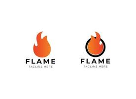 Feu flamme torche logo conception vecteur