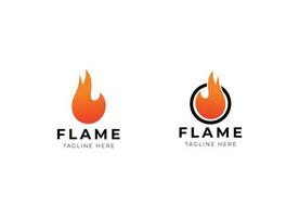 Feu flamme torche logo conception vecteur