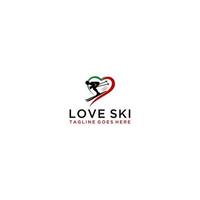 Créatif illustration moderne symbole ski sport logo conception modèle élément avec l'amour vecteur