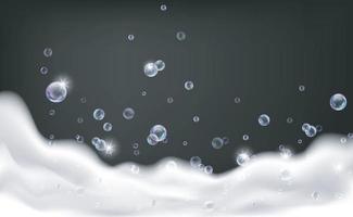 mousse de savon blanc ou mousse avec des bulles vecteur