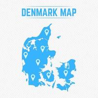 carte simple du danemark avec des icônes de la carte vecteur