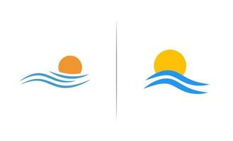 plage coucher de soleil logo set design illustration vectorielle vecteur