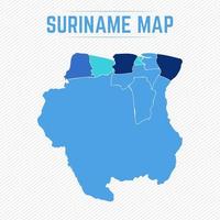 carte détaillée du suriname avec les états vecteur