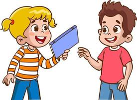 les enfants donnant livre à ami vecteur illustration