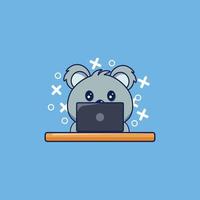 mignonne koala en utilisant portable dessin animé des gamins vecteur illustration