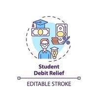 icône de concept de réduction de la dette étudiante vecteur