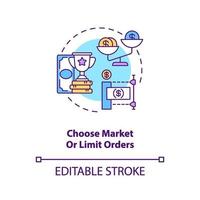 Choisir l'icône de concept de marché et de limite d'ordres vecteur