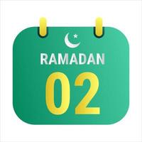 compte à rebours à 2e Ramadan célébrer avec blanc et d'or croissant lunes. et Anglais Ramadan texte. vecteur