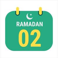 compte à rebours à 2e Ramadan célébrer avec blanc et d'or croissant lunes. et Anglais Ramadan texte. vecteur