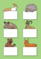 animal personnages avec cartes ou bannières conception ensemble vecteur