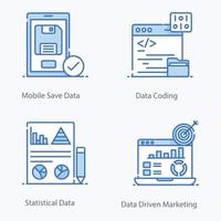 réseau de données et icônes de big data vecteur