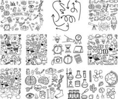 ensemble d'objets et de symboles dessinés à la main doodle sur fond blanc vecteur