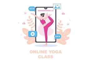 cours en ligne, concept de cours de yoga et de méditation vecteur