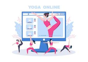 cours en ligne, concept de cours de yoga et de méditation vecteur