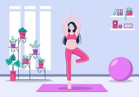 femme enceinte, faire, yoga, poses vecteur