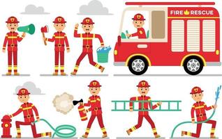 jeu de caractères de la profession de pompier