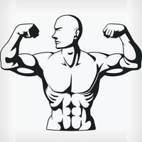 Bodybuilder silhouette flexion des muscles du bras, dessin vectoriel de pochoir