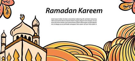 modèle affiche main tiré Ramadan kareem vecteur