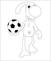 marrant chien en jouant football, vecteur illustration, pour des gamins et adulte