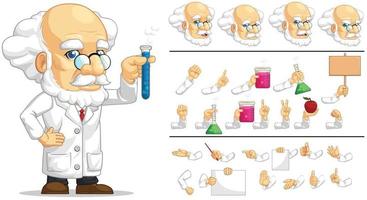 scientifique, professeur, laboratoire, chercheur, mascotte, dessin animé vecteur