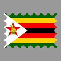 affranchissement timbre avec Zimbabwe drapeau. vecteur illustration.