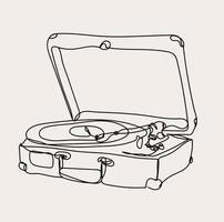 minimaliste record joueur ligne art, vinyle musique, musical contour dessin, vecteur illustration