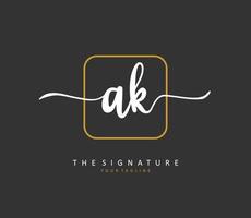 une k ak initiale lettre écriture et Signature logo. une concept écriture initiale logo avec modèle élément. vecteur