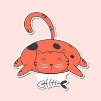 vecteur une autocollant modèle de chat dessin animé personnage